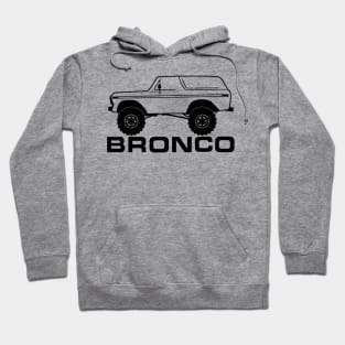 1978-1979 Bronco Side w/Tires, Black Print Hoodie